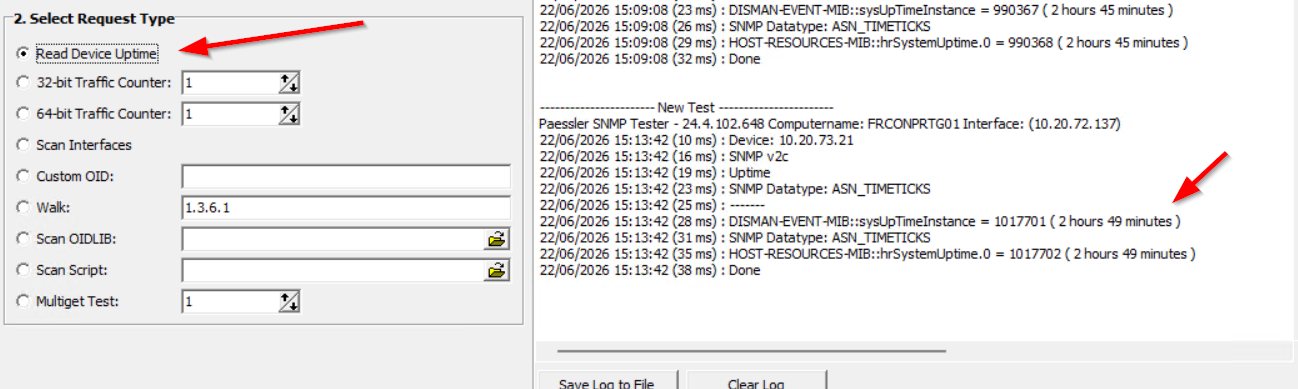 Vérification de la communication TFTP vers le switch avec PRTG SNMP Tester